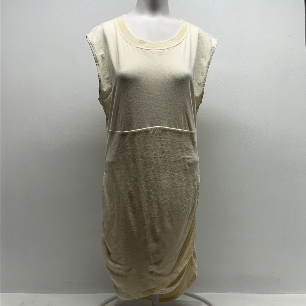 Free People Beach T-Shirt Midi Dress Cotton Jersey Knit Stretch Cream New Large